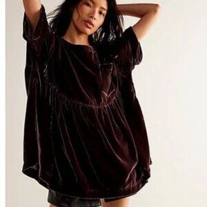 EUC Free People Velvet Moon City Tunic in Black Raisin